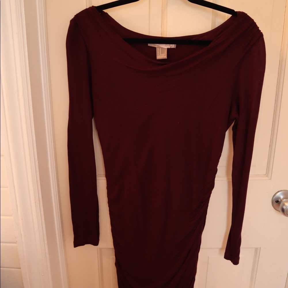 Forever 21 runched maroon body con dress